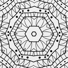  Arrière plan noir et blanc avec motif graphique mandala pour colorier