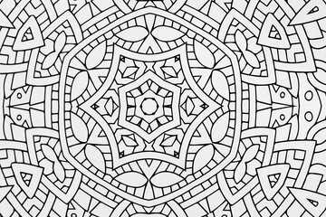  Arri&egrave;re plan noir et blanc avec motif graphique mandala pour colorier