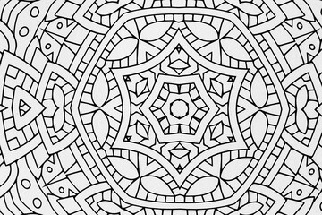  Arrière plan noir et blanc avec motif graphique mandala pour colorier