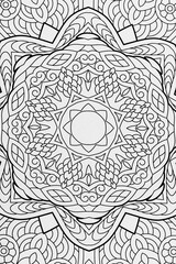  Arrière plan noir et blanc avec motif graphique mandala pour colorier