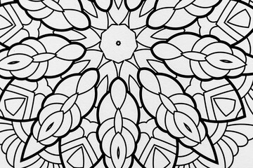  Arri&egrave;re plan noir et blanc avec motif graphique mandala pour colorier
