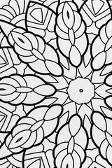  Arrière plan noir et blanc avec motif graphique mandala pour colorier
