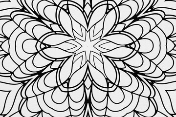  Arrière plan noir et blanc avec motif graphique mandala pour colorier