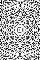  Arrière plan noir et blanc avec motif graphique mandala pour colorier