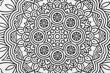  Arri&egrave;re plan noir et blanc avec motif graphique mandala pour colorier