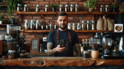 Fototapeta premium The barista in the coffeehouse