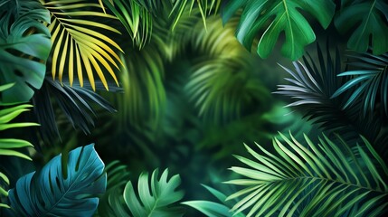 Nature leaves, green tropical forest, backgound concept. HD Realistic. generative ai