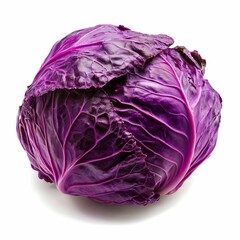 Obraz premium A Single Whole Red Cabbage Isolated on White