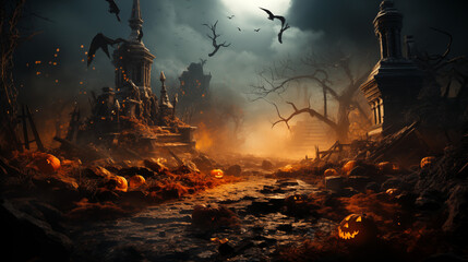 Halloween Broken Tombs with Space for Custom Text