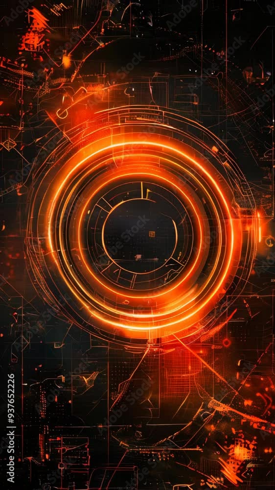 Aufkleber abstract futuristic digital background with circular elements and glowing lights
