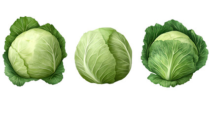 Fototapeta premium Fresh Green Cabbages with Lush Leaves – High-Quality Vegetables