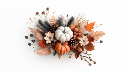 Obraz premium Festive Thanksgiving Banner with Fall Leaves, Warm Fonts, and Pumpkin Accents for Seasonal Celebration