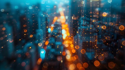 Minimalistic representation of a chaotic city at midnight - macro and cinematic  AI generated illustration