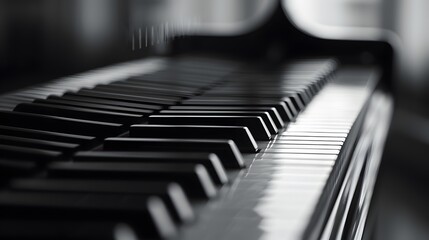 Monochromatic grand piano melody with a minimalistic backdrop  AI generated illustration