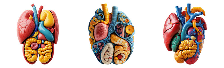 Naklejka premium Anatomical human organs models isolated on transparent background
