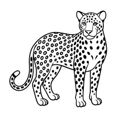 A simple single drawing of a Leopard silhouette vector illustration