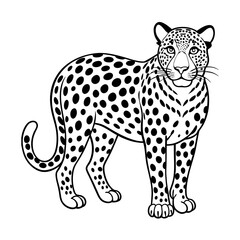 A simple single drawing of a Leopard silhouette vector illustration