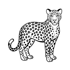 A simple single drawing of a Leopard silhouette vector illustration