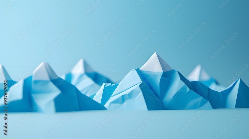 Poster mountain-shaped origami in a minimalistic flat lay captured from a macro perspective ai generated il
