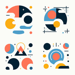 Obraz premium Colorful Abstract Organic Shapes Seamless Pattern Print in Retro Style, Trendy Primary Color Background Collection with Creative Drawings