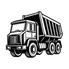 dump truck side view silhouette vector illustration