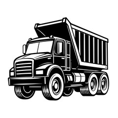 dump truck side view silhouette vector illustration