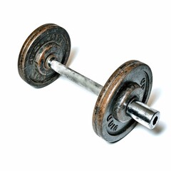 Old, Rusted Metal Dumbbell with Knurled Barbell