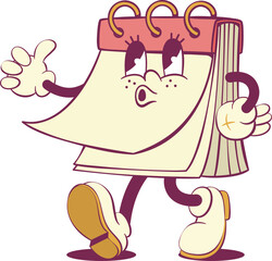 Flip calendar retro groovy mascot