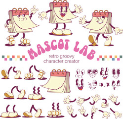 Flip calendar retro groovy mascot creation kit
