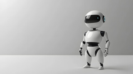 Fototapeta premium Virtual Assistant AI on Gray Background: Illustrating Modern Tech and User Engagement in Minimalist Style