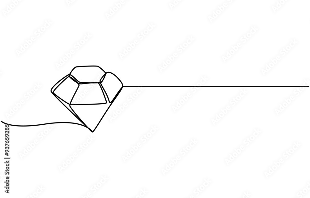 Poster diamond shape continuous line illustration, continuous line drawing of diamond icon. hand drawn symb