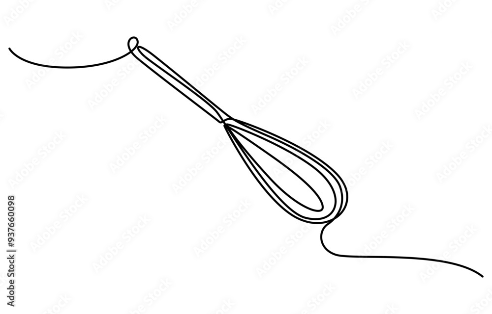 Poster beater continuous line icon, whisk kitchen icon in line style, beater continuous line icon, vector c