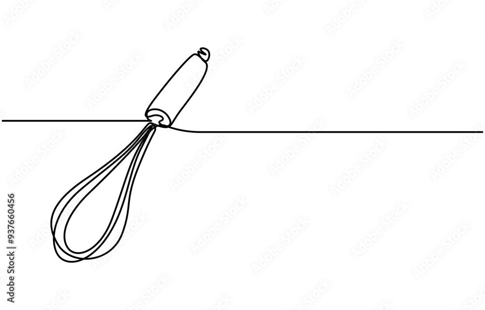 Poster beater continuous line icon, whisk kitchen icon in line style, beater continuous line icon, vector c