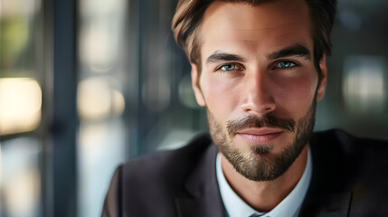 Fototapeta premium Successful mid business man looking at camera
