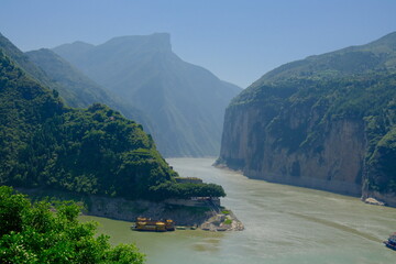 The scenery on both sides of the Three Gorges in China.