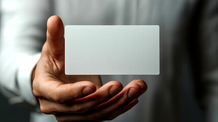 A Hand Holding a Blank White Business Card