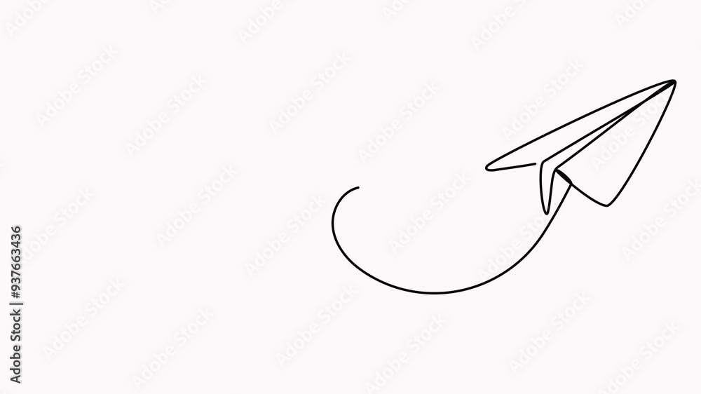 Poster animated lightbulb with flying paper plane with heart path continuous line drawing. idea conceptual 