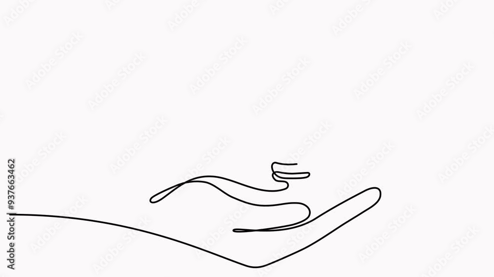 Wall mural hand holding light bulb and paper plane continuous line drawing animated video.