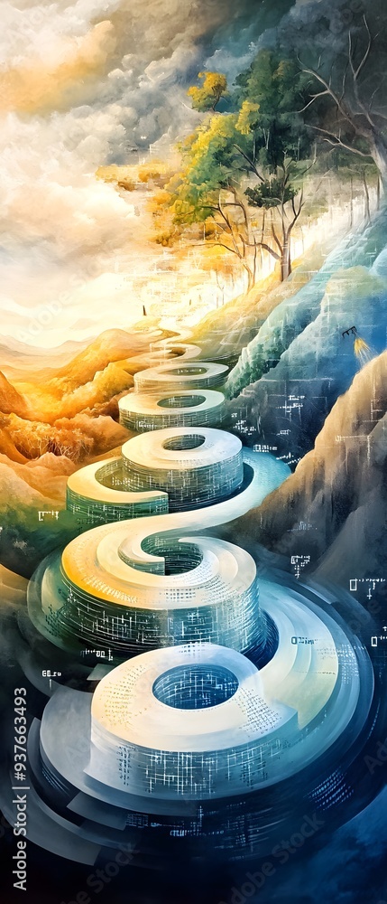 Poster spiraling through time and space.