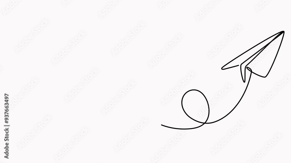 Poster lightbulb with flying paper plane continuous line drawing animation. idea conceptual symbol animated