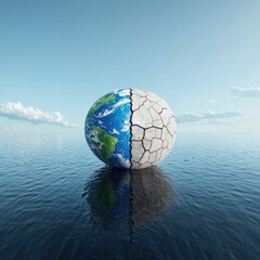Fototapeta premium Illustration of the effect of La Nina on global water resources with contrasting droughts and floods