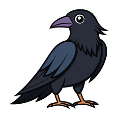 Beautiful Raven Crow Vector Illustration &ndash; Dark Bird Silhouette Art for Gothic, Nature, Halloween, and Fantasy Projects with Bold Black Feathers and Elegant Profile