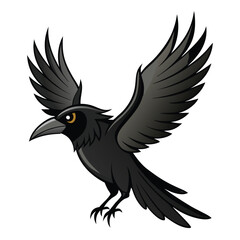 Beautiful Raven Crow Vector Illustration – Dark Bird Silhouette Art for Gothic, Nature, Halloween, and Fantasy Projects with Bold Black Feathers and Elegant Profile