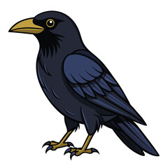 Beautiful Raven Crow Vector Illustration – Dark Bird Silhouette Art for Gothic, Nature, Halloween, and Fantasy Projects with Bold Black Feathers and Elegant Profile