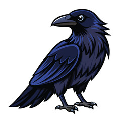 Beautiful Raven Crow Vector Illustration – Dark Bird Silhouette Art for Gothic, Nature, Halloween, and Fantasy Projects with Bold Black Feathers and Elegant Profile