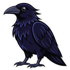Beautiful Raven Crow Vector Illustration – Dark Bird Silhouette Art for Gothic, Nature, Halloween, and Fantasy Projects with Bold Black Feathers and Elegant Profile