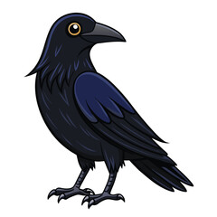 Beautiful Raven Crow Vector Illustration – Dark Bird Silhouette Art for Gothic, Nature, Halloween, and Fantasy Projects with Bold Black Feathers and Elegant Profile