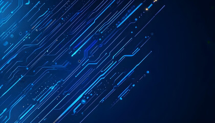 glowing blue circular portal by digital circuit and lines background 2