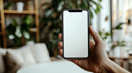 Hand Holding Smartphone with Blank Screen