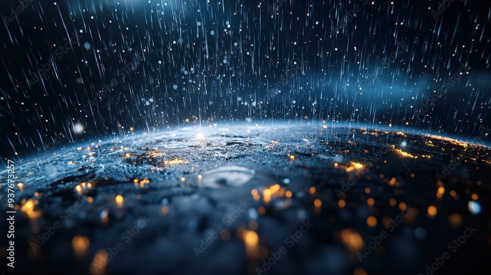 Poster visual representation of la nina influence on global precipitation patterns with heavy rains in cert